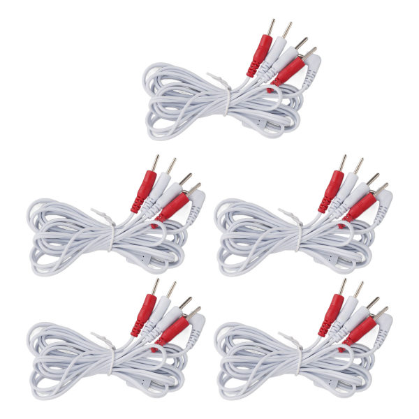 5 stk elektrodeledning 1 til 4 ben 4,9 ft længde fremme blodcirkulationen Multifunktionel 2,5 mm stik TENS Unit ledning hvid