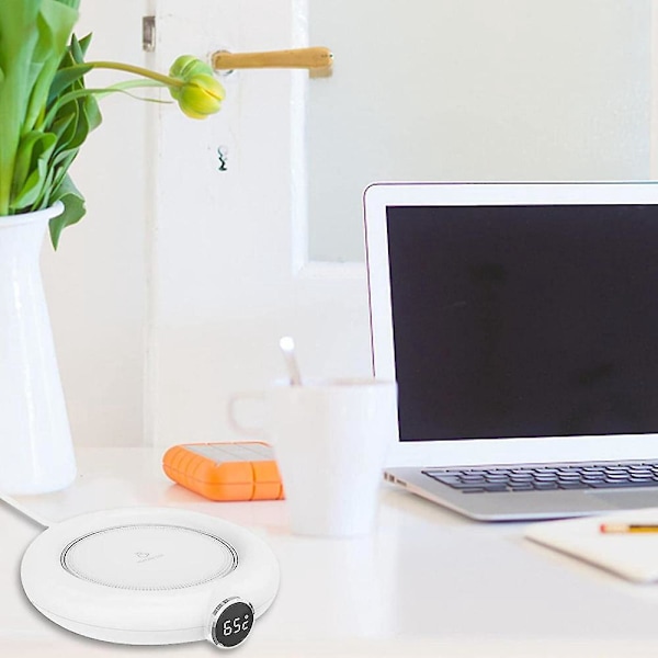 USB Mug Värmare med Automatisk Avstängning, 3 Justerbara LED Värmeplatta, Vit