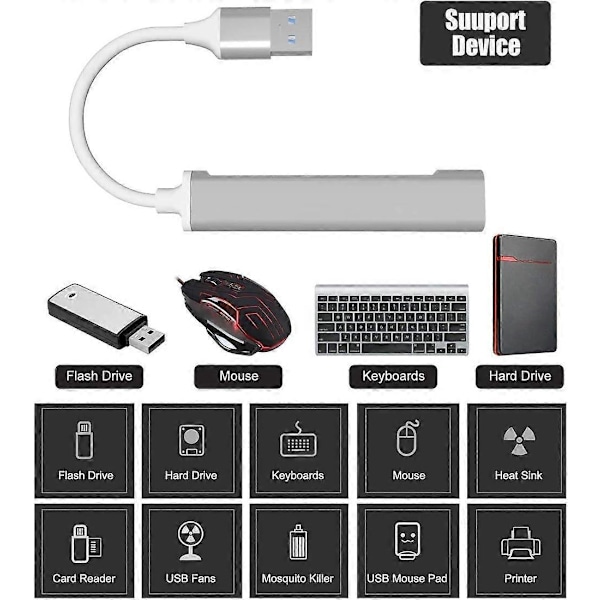 Aluminium Slim PS4 USB Hub Multi USB Port Expander til Laptop PC Computer Playstation