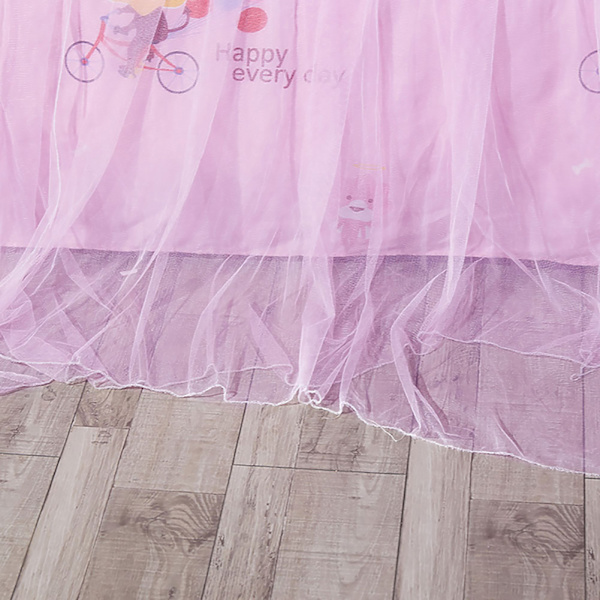 Pyöreä katollinen pitsiprinsessatyylinen hyttysverho lapsen sänkyyn (vaaleanpunainen)