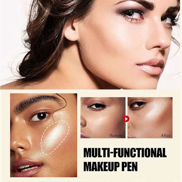 Multifunktionel Kosmetik Pen Ansigtskontur Beauty Stick High-gloss Reparations Blush Multi-purpose Kosmetik Pen Rosaguld