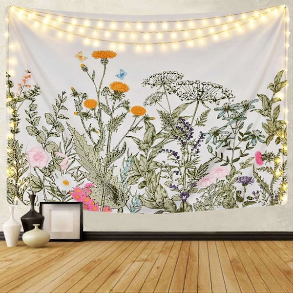 Växter Floral Tapestry Vilda Blommor Tapestry Vintage Växter Tapestry Väggbonad