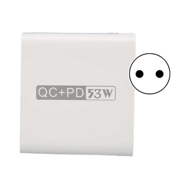 WLX A6 USB C vægadapter 53W 4 USB opladningsport QC 3.0 PD 20W hurtig vægadapter til iPhone tablet øretelefon 100-240V EU-stik