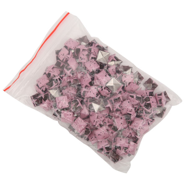 200 stk pyramidepynt klær dekorativt tilbehør metall pyramidenitter 10mm rosa base og svart punkt