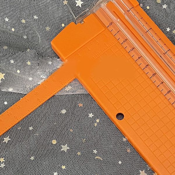 Papperskärare Liten Mini Fällbar Genomskinlig Skala Gratfri Kolstål Skärning Scrapbook Papper Trimmer Orange