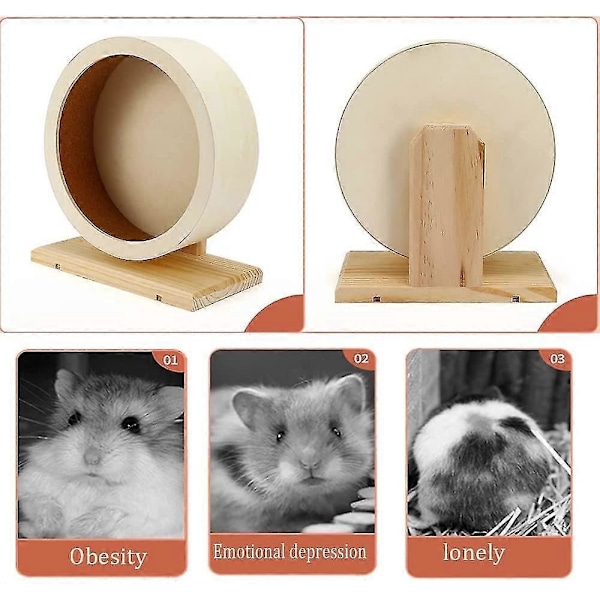 Hamsterhjul, Hamsterhjul Ljuddämpare Trä Hamsterhjul Gerbil Chinchillahjul Litet Gnagarehjul (s)