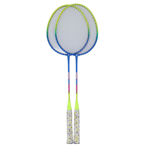2 st badmintons racketar gul lätt ram stor sweet spot halkfri dubbel badminton racket med förvaringsväska