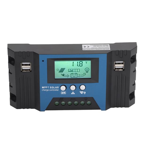 12V 24V Solar ladekontroller regulator 4 USB-porter 5V 2.5A parameterjusterbar LCD-skjerm for hjemmebobil båt 100A