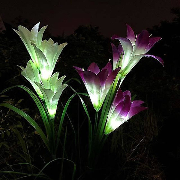 Solcelled Hageblomsterlys - Multifarget Skiftende LED, Vanntett, 4-pakning