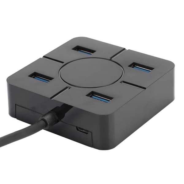Hub USB3.0 Splitter 4-i-1 Dokkingstasjon 4-Port Multipurpose Laptop Tilbehør for Utvidelse Svart