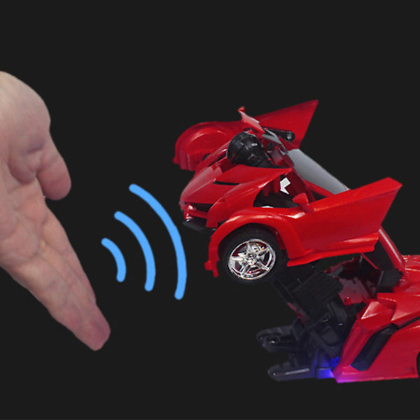 RC-bilrobot Fjärrkontroll En knapp Deformation Sensing Induktion för barn Barn Röd Laddningstyp