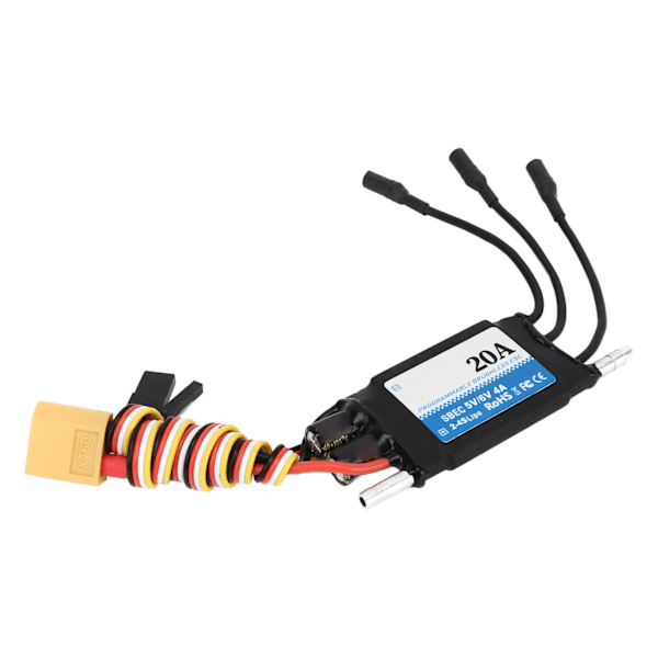 Vanntett 20A ESC Dual Way Bidirectional 2‑4S Lipo ESC Speed Controller med 5V 6V 4A SBEC for RC Båtmodeller