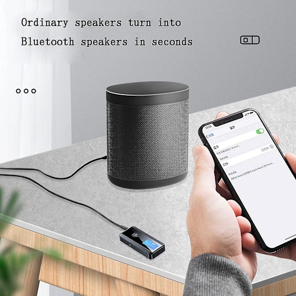 Bluetooth 5.0 Sändare Mottagare Trådlös Bluetooth-adapter 2-i-1, LED-display Aux