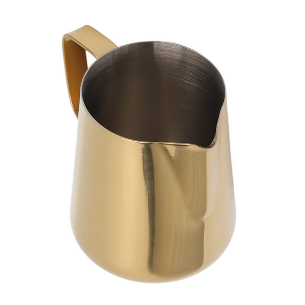 Melkeskummer i rustfritt stål, melkekanne, melkeskummer for melketebutikk, kafé, 550 ml, gull