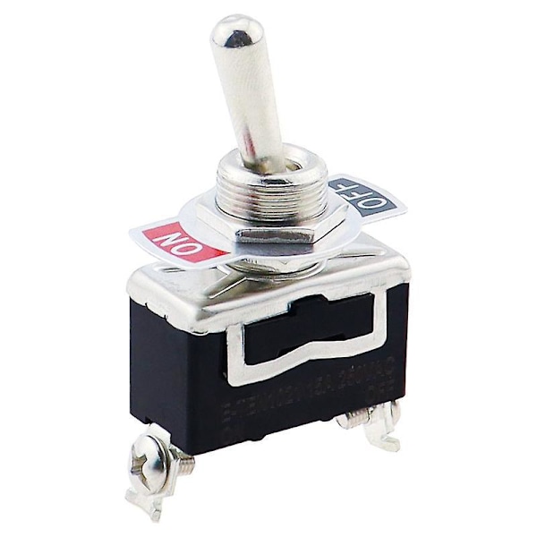 Rocker Switch 12V-24V-48V-110V/10A, 220V-230V/6A, SPST Metallspak, På/Av 2 Positioner 2 Stift, för Bilinstrumentbräda (5-pack, Svart)