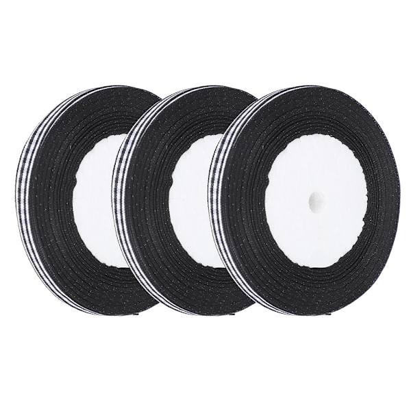 3 rullar schackrutig satinband jul bröllop presentinslagning tårtdekoration 1 cm bredd 25 meter/rulle