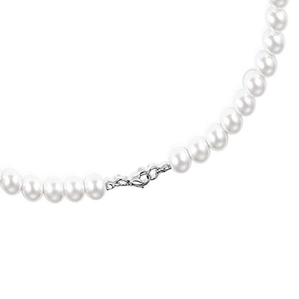 Simulerat pärlhalsband Runt Smidigt Enkellager Elegant Imitation Pärlhalsband för Kvinnor Män 13,8 Längd