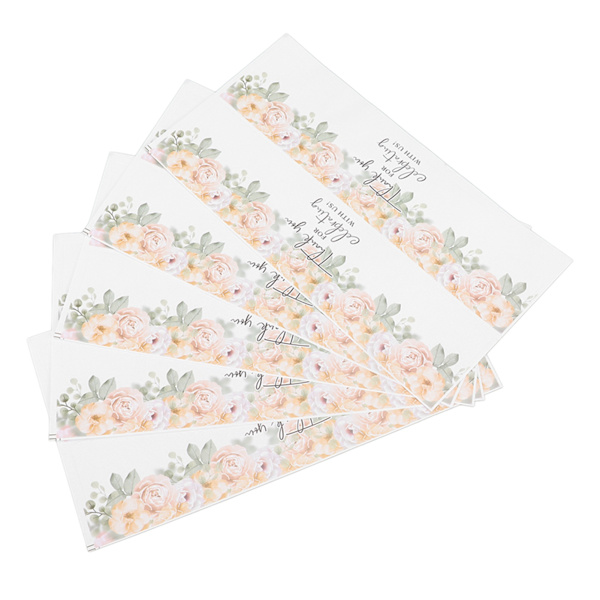 25 stk. bryllupsflaskeindpakninger vandtæt papir holdbart blomstermønster vandflaskeetiketter til bryllupsfest banket pink