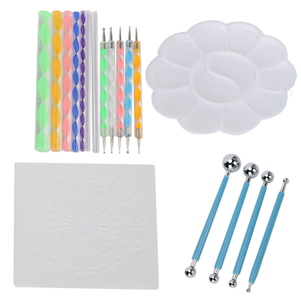 20 stk. Mandala Dotting Tools Sæt DIY Kunst Rock Dot Stencil Bakke Maleri Tilbehør