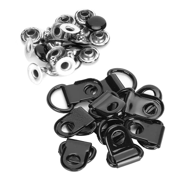 100 sæt snørebåndskrog D-ring øjespænde messing sko læder DIY nitteværktøj blank sort 9x22mm