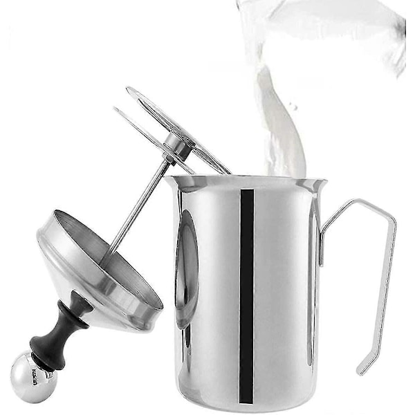 Dobbeltlags mælkeskummer i rustfrit stål, kaffeskumningspumpe (800 ml) Zekai 400ML
