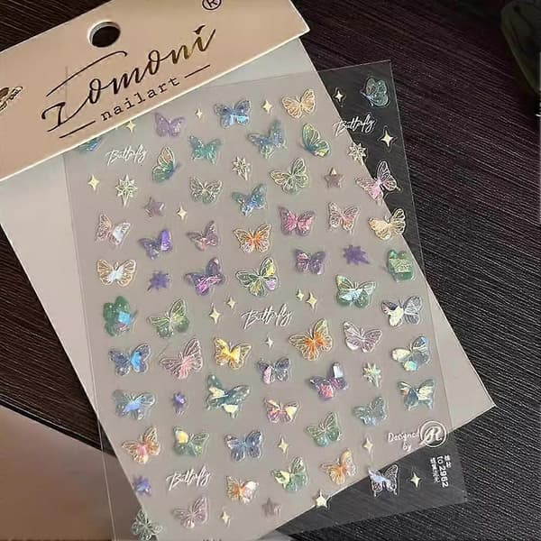 Perhoskynsitaidetarrat Kuori Vaalea Perhonen/Perhosen siivet-Virtaava L tyyli 2 style 2 1pcs