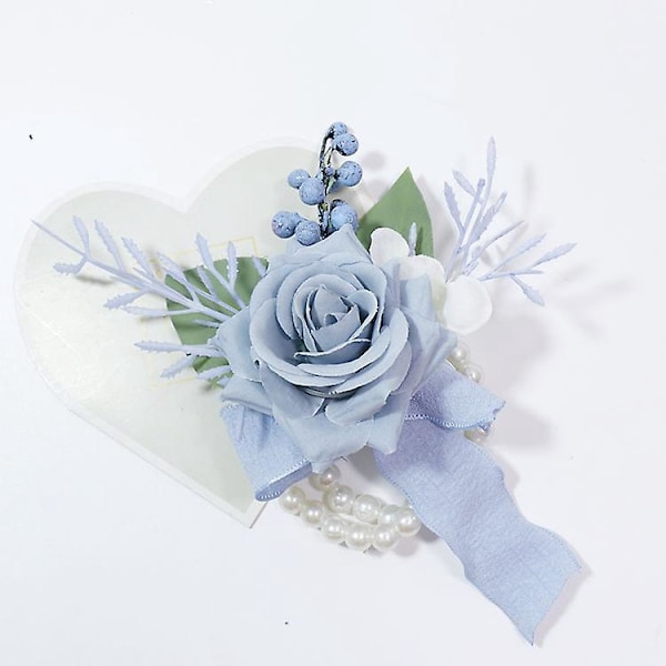 Håndleds Corsage Armbånd til Bryllup, Galla, Hjemkomst - Blå Kunstig Blomst