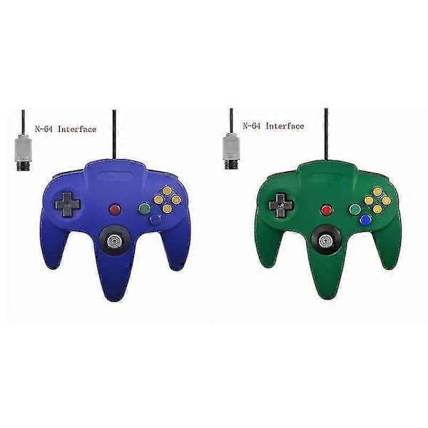 2-pack Klassisk Trådbunden N64-handkontroll Retrospel 64-bitars Gamepad Joystick Ersättning 242st