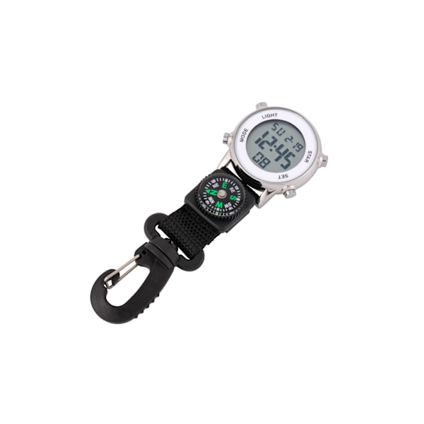 Svart Lättvikts Backpacker Digital Watch Karbinhake Utomhusbälte FOB Bärbar Kompass Watch För Vandring Klättring