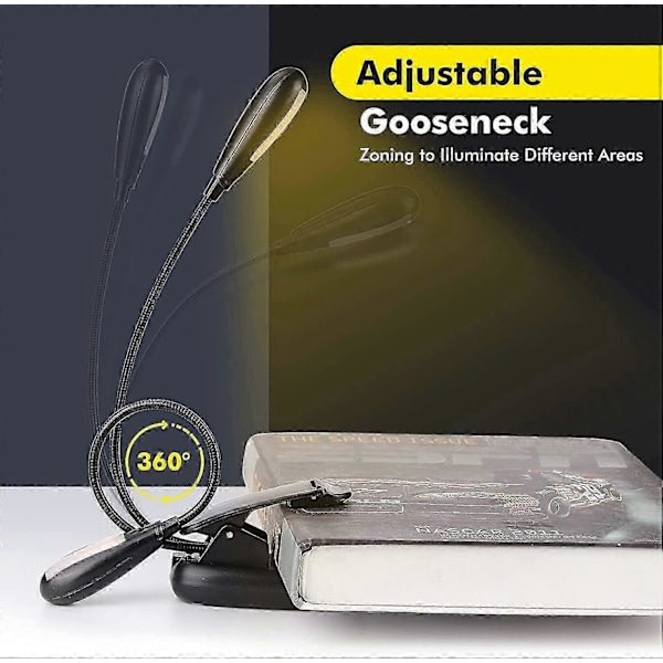 Genopladelig læselampe, 14 LED'er 3 farver 9 tilstande Justerbar lysstyrke Læselampe, 360 Clip-on lampe, Bærbar og fleksibel trådløs Neck_SZXM