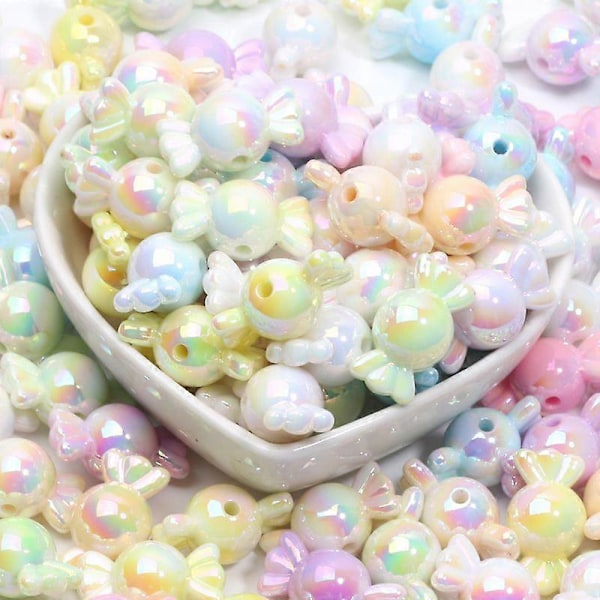 10 stk. Gradient Farve Akryl Perler til Smykkefremstilling Armbånd Halskæder Øreringe Charms DIY Håndværk lilla