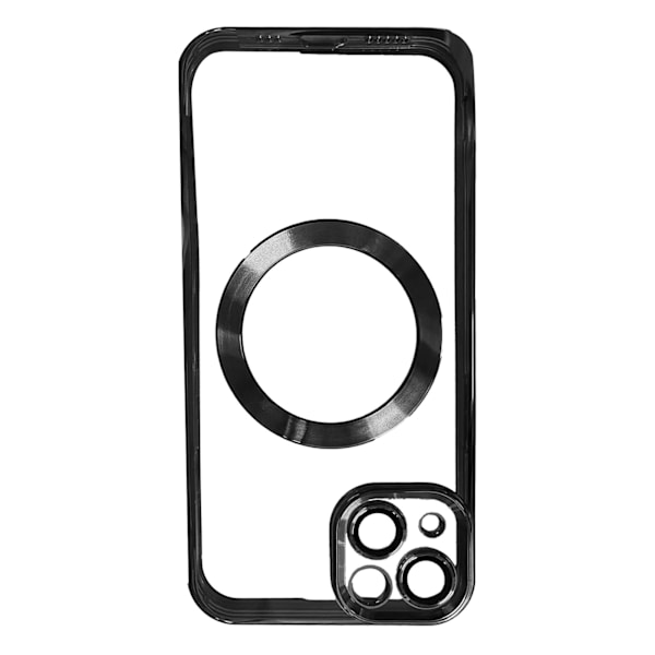 Trendigt elektropläterat magnetiskt sugfodral för iPhone, svart, för iPhone 13