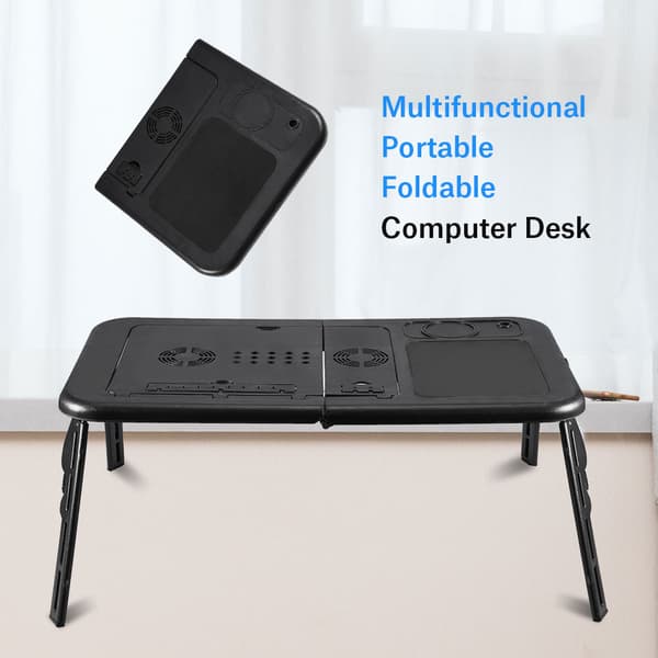 Justerbart bærbart foldbart bord sengebord til computer bærbar pc (sort)
