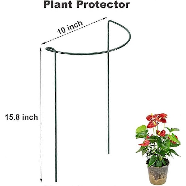 Paket Halvrunda Trädgårdsstöd Pinnar, Bågformad Metall Blomsterringbur med 2 Självbevattningspinnar för Pioner, Hortensior, Sammanlänkade till C