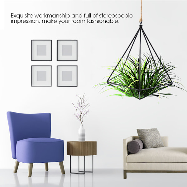 Fristående hängande geometrisk växtstativ blomkrukahållare mossa ormbun växtdekor (svart)