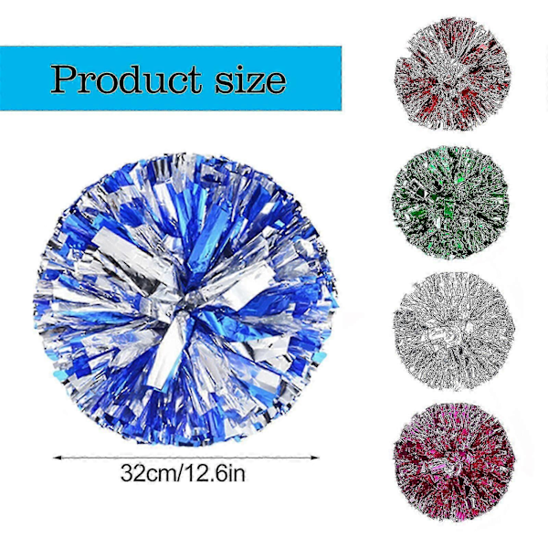 2-pack Metalliska Cheerleading Pom Poms Cheerleader Hejarklacks Pompoms Dans Cheer Plast Pom Poms (Silver)
