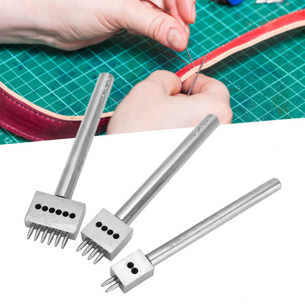 3 stk. afstandshulværktøj DIY læderhåndværk hulstans sæt bæltehulstans (4mm (2+4+6) )