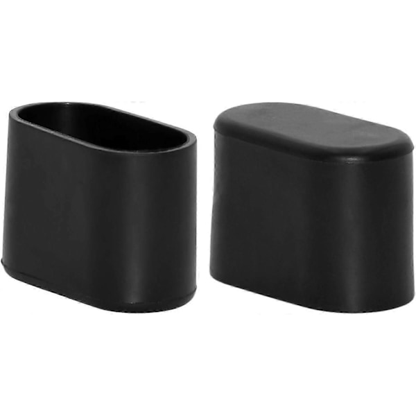 Paket med icke-märkande mjuka PVC-stolsbensskydd för att skydda möbler eller bordsgolv 20 x 40 mm, Svart, Oval_SZXM