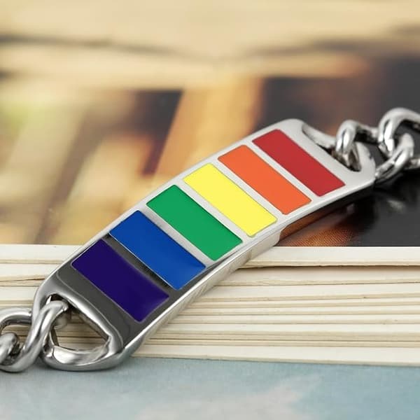 Pride-kædearmbånd, manchetarmbånd i rustfrit stål, unisex regnbuearmbånd til mænd og kvinder