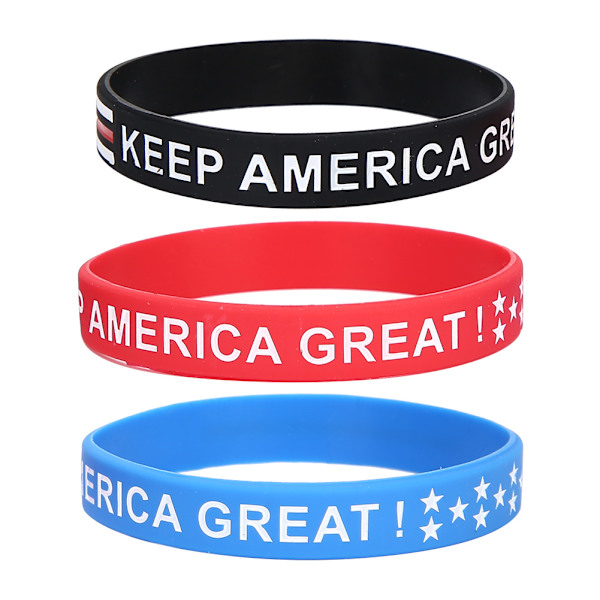 3 st silikon elastiskt armband Unisex specialbrev Färgglada patriotiska armband