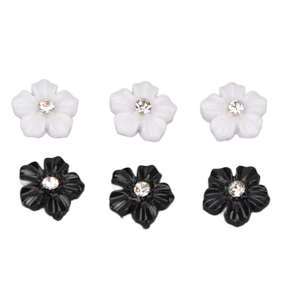 Nail art med 3D-blomma Svart Vit 5 Kronblad Blomma Nagelprydnader för DIY Nageldekoration