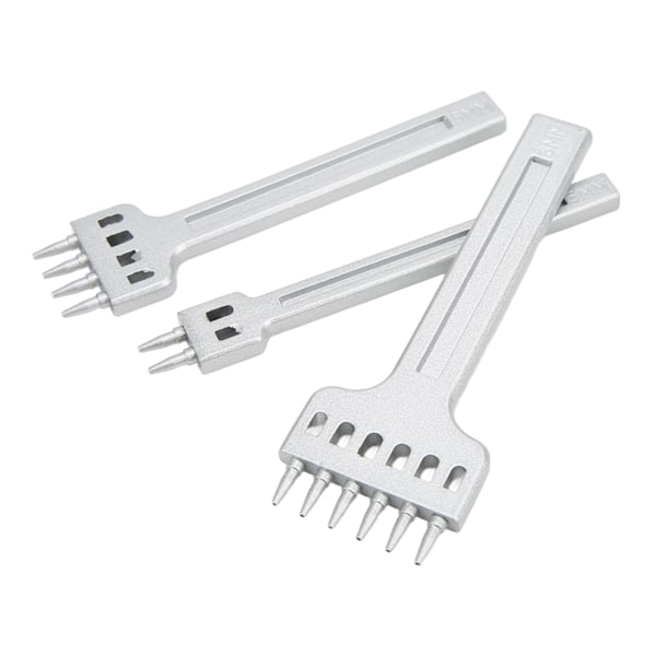 Lærpinner i 2, 4 og 6 tenner - Sinkpinner i sinklegering - Hvit, fin glans - Stor åpning - Speilblank overflate - Sydd - 6 mm