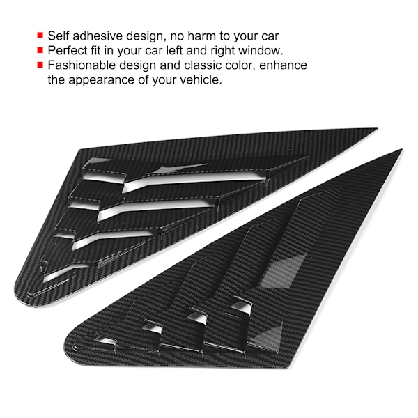 2 stk Side Vent Window Scoop Louver Trim Bilmodifisering Passer til A4 B9 2017-2019 Karbonstil