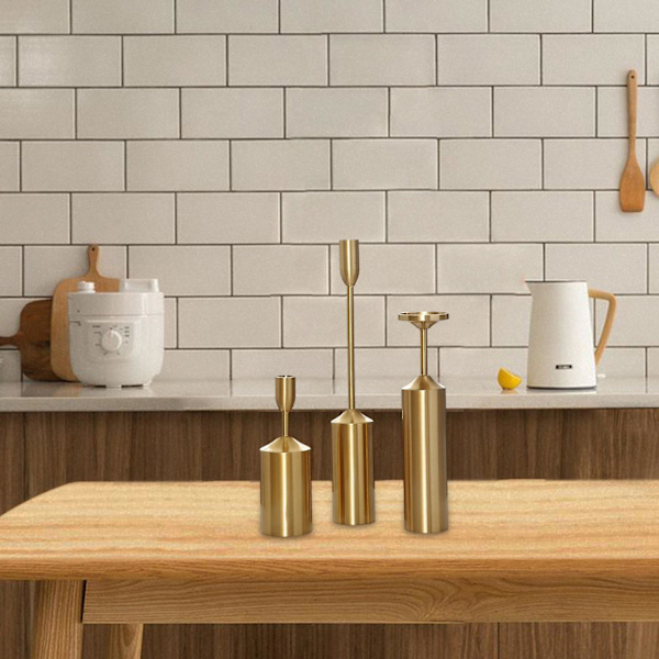 Guld Ljusstake Hållare Ljusstake Modern för Jubileum Hylla Dekor Set om 3