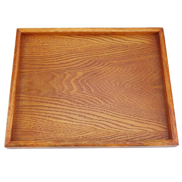 Rektangulært brett i tre for servering av te, snacks og matlagring, 30 x 24 cm