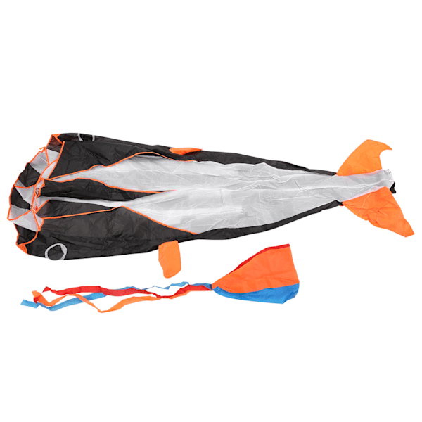 Delfinkite i polyester, 3D-tecknad djur, mjuk parafoil, utomhusleksak, svart