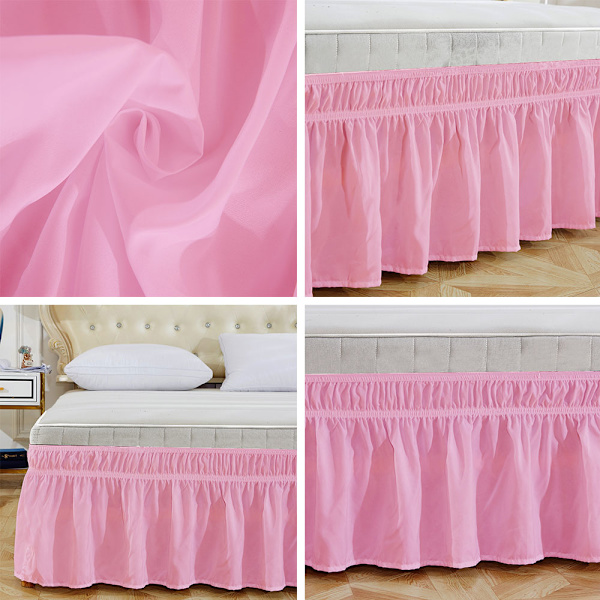 Elastisk sängkjol, tvättbar, blekningsbeständig, omslag runt sängkjol för hem, hotell, queen size