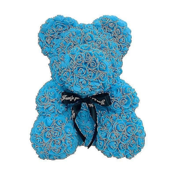 Dropshipping 40cm Rosbjörn Hjärta Konstgjord Blomma Ros Teddybjörn För Kvinnor Alla Hjärtans Dag Bröllop Födelsedag Julklapp Blå 25CM
