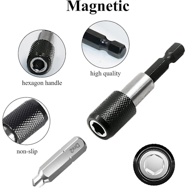 5 stk. Magnetisk Bitsholder, 1/4 tomme 60 mm Slagskruetrækker Bitsholder, Til Gipsvæg og Hurtigmonteringsskruer i Gipsplader