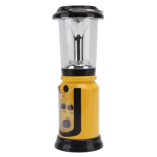 Radiolykt Håndsveiv USB Oppladbar Multifunksjonell AM FM Nødradio LED Lommelykt for Camping Fotturer Gul